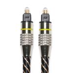 Yellow TOSLINK Optical Audio Cable Nylon Braided OD4.0 Metal Plated Connector