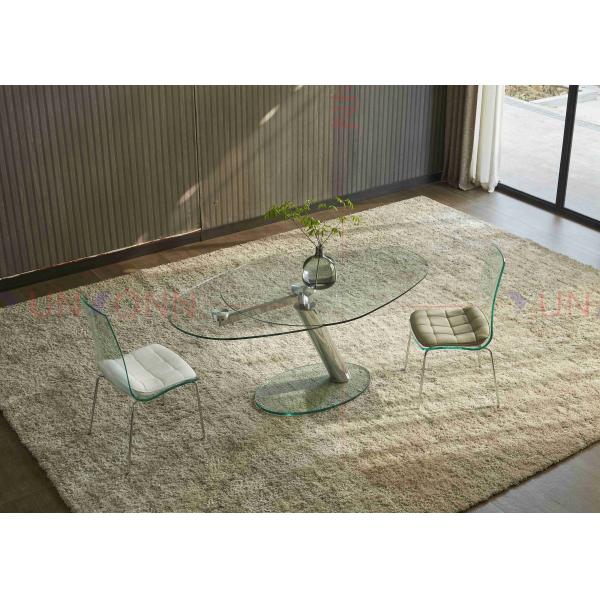 Extendable Flexible Multifunctional Dining Table With Two Leaf Glass Top