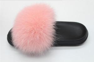 Wholesale Pink Fluffy Real Fox Fur Slippers Soft Anti Slip EVA Sole With 5-11 UK Sizes from china suppliers