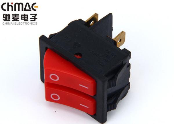 Brass Terminals Double Pole Rocker Switch , Copper Bridge Push Rocker Switch