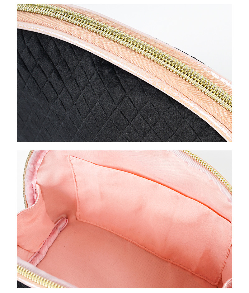 Half Moon Handy Black Velvet Organizer Makeup Bag