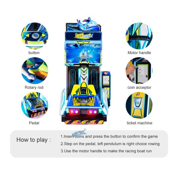 New Design Indoor Recreational Sports Arcade Simulator Coin Operated Games Speed Boat