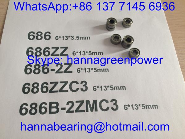 686B-2ZMC3 / 686-2ZC3 / 686ZZ Miniature Deep Groove Ball Bearing with Metal