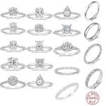 925 Sterling Silver Bridal Moissanite Engagement Ring Set 1 Carat