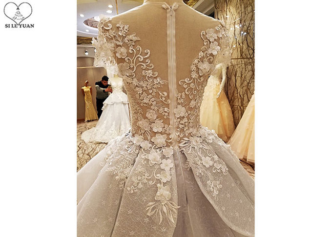 Sexy Tailor Made Prom Dresses , Grey Lace Evening Gown Deep V Neck Back
