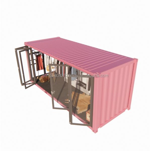 Customized Color Steel Frame 20ft Prefab Container Clothing Store Kiosk Booth Mobile Shop with Galvanized Steel Bending