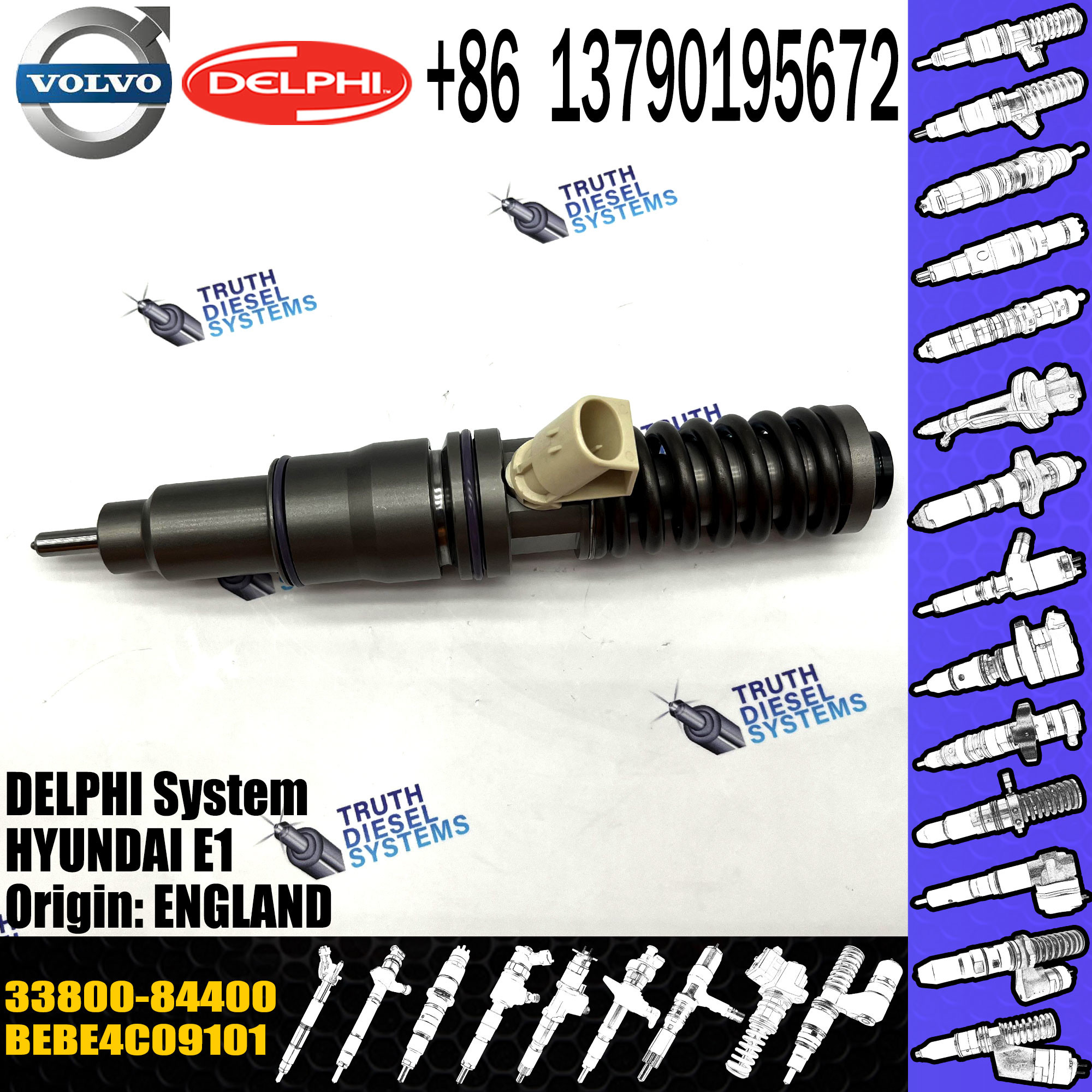 Diesel Injector BEBE4C09001 33800-84400 3380084400 BEBE4C09101 for HYUNDAI D6CB