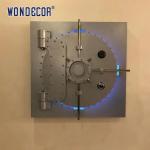 Mirror Stainless Steel Wall Sculpture Customized Led Lighting Square Geometric