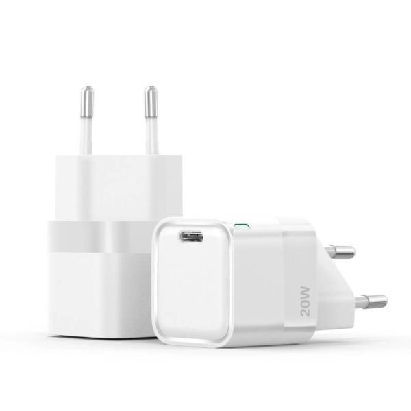 20W PD Charger with Light , GaN USB Charger for Fast Charging Black/White 100-240Vac