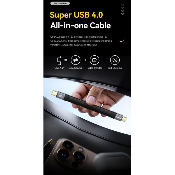 ESSAGER ES-X77 240W USB4.0 Usb C to Usb C Fast Charging Cable 8K 60Hz 40Gbps Audio Video