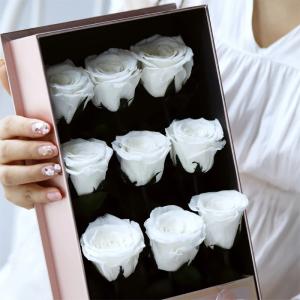 Wholesale Luxury preserved rose 9pcs 5-6cm long stem long life rose guns flower box gift from china suppliers
