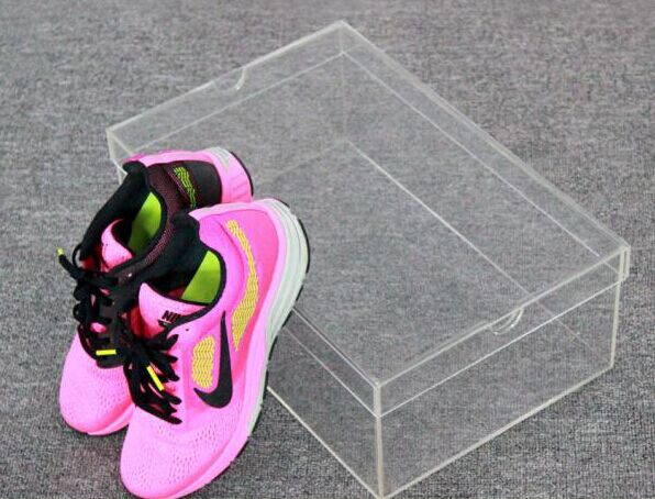 Customized clear acrylic shoe case plexiglass shoe display box