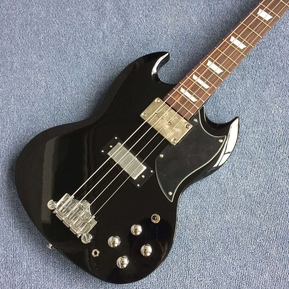 New style high quality custom 4 string bass guitar, Rosewood fingerboard, black body