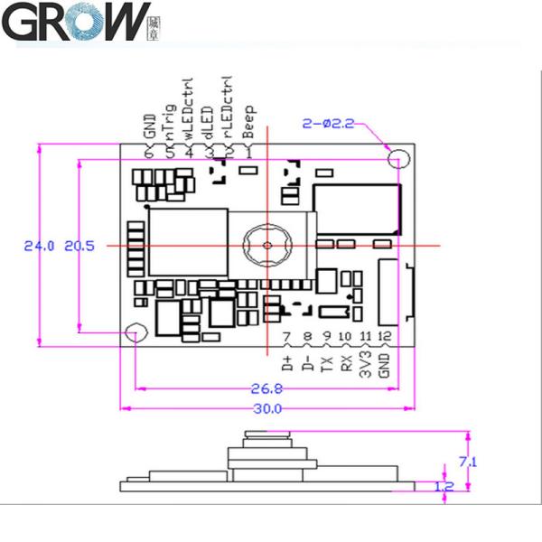 Grow GM68 1d 2D Barcode Scanner Module with USB Uart