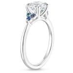 Lab Created Sapphire Capella Three Stone Lab CZ Ring Set with 9x7mm Blue Oval