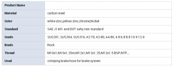 STAINLESS STEEL MATERIAL BRAKE HOSE FITTINGS SINGLE BANJO BOLT M10 X 1.25