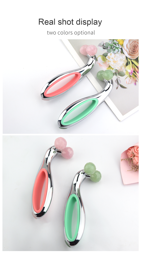 152*53.6*50mm Natural 3d V Shape Face Massager Jade Stone Facial Roller