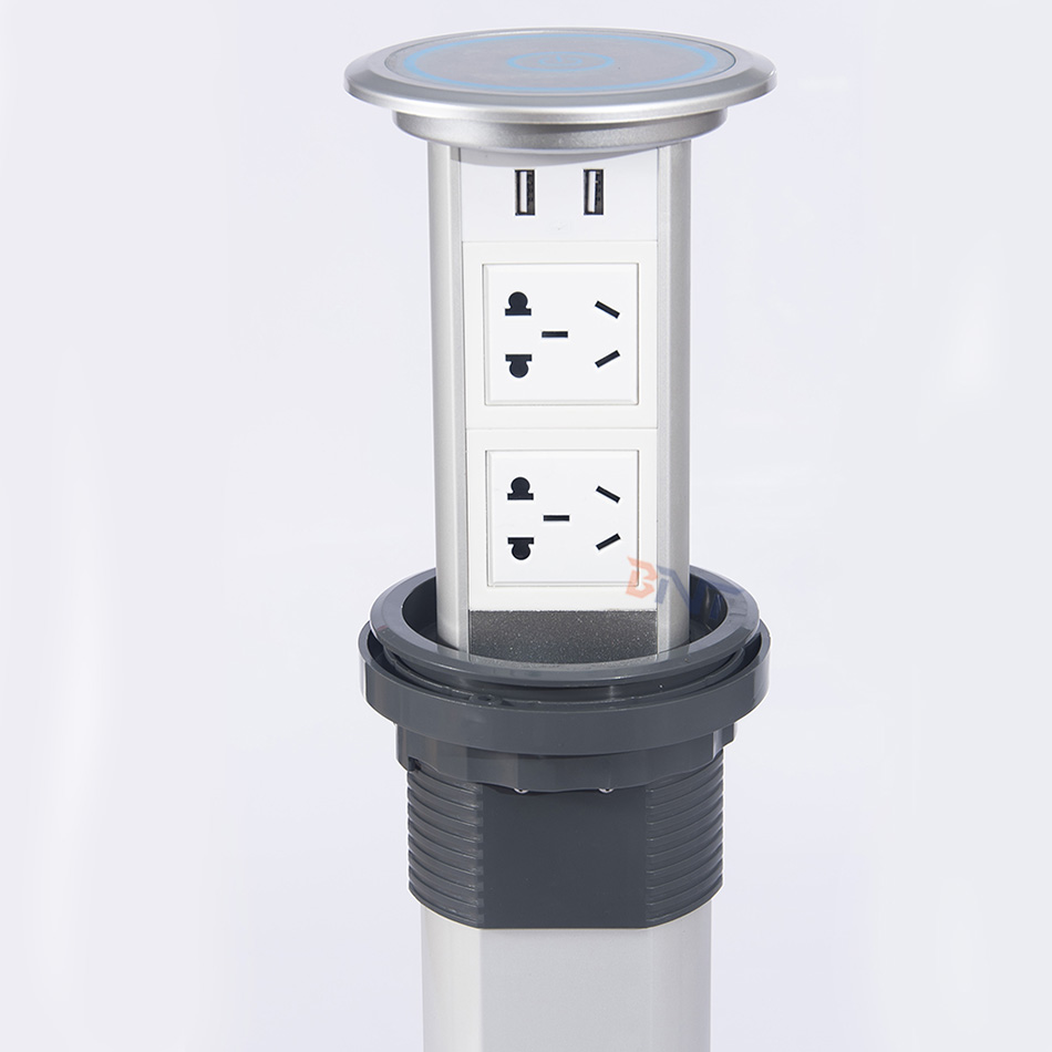 Home using & kitchen table power plug water proof IP55 motorized pop up socket with USB charger