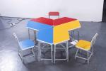 Colourful Six Joint Student Desk And Chair Set PVC Edge For Training Room