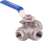 Stainless Steel 304 3-Way Ball Valve T Mounting Pad Female Type with Vinyl