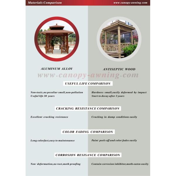 high quality outdoor backyard wood look aluminum gazebo pavilion canopy awning shelter shed