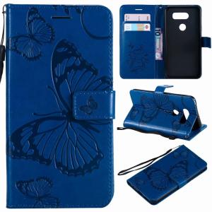 Wholesale LG V30 Embossing 3D Butterfly Leather Bracket Stand Wallet Case with wristlet strap from china suppliers