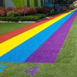Cricket Field Colorful Artificial Grass / Red Fake Grass Carpet Anti Aging