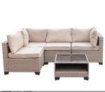 Rattan Corner Sofa Patio Set Modern Luxury Cut Aluminum Frame Hotel Villa Home