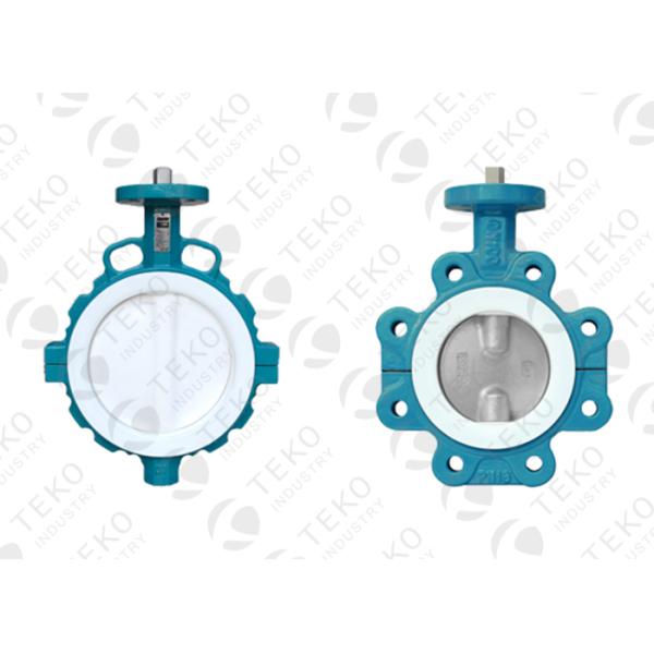 Center Lined Body PTFE Lined Valves , Wafer Connection PTFE Lined Butterfly Valve