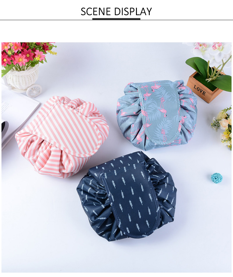 Multi Function Colorful Printing Lazy Drawstring Cosmetic Bag