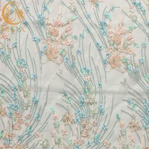 Wholesale 1 Yard 3D Flower Lace Fabric With Beads For Nigeria Party Dress from china suppliers