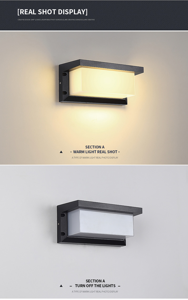 Wall Lamp 16*16*10cm Ac85-265v Sand Black 3000k/6000k Aluminum + Acrylic
