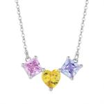 YASVITTI 925 Sterling Silver Multicolored Heart-Shaped Zirconia Pendant Necklace