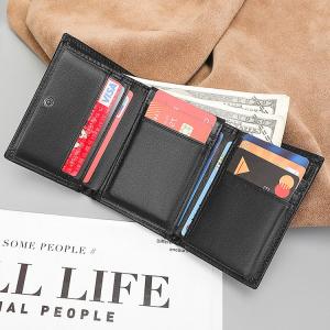 Wholesale Sample Custom Men's Black Credit Card Holder Minimalist Small Wallet with Snap Pocket from china suppliers