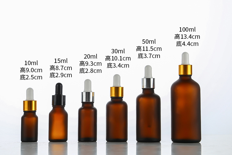 Fancy Oil Amber Glass Dropper Bottle 30ml 50ml 100ml for Personal Care Serum Gold Cosmetic Glass Body Dropper Bottle