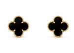 Black Onyx 18K Solid Gold Jewellery Ear Studs Prong Setting 10mm 0.56g Weight