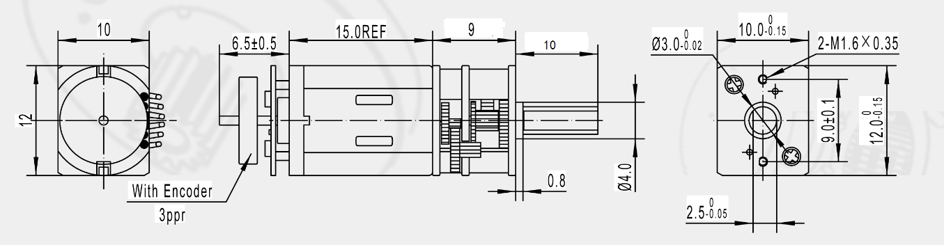 Mini N20 Motor Gearbox DC12V 270Rpm With Encoder Motor Dimension