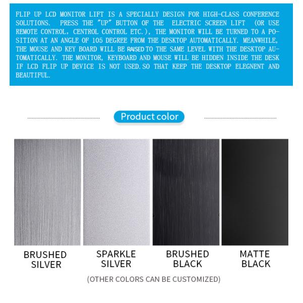 Flip Up Conference Table Computer Monitor Lift System For Collaborative Presentation