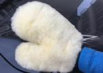 Sheepskin Car Wash Mitt Finger Wool Wheel Wash Mitt Car Wash Pad Beige color