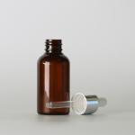 50ml Amber Pet Plastic Jars , Cosmetic Small Plastic Bottles Round Shape