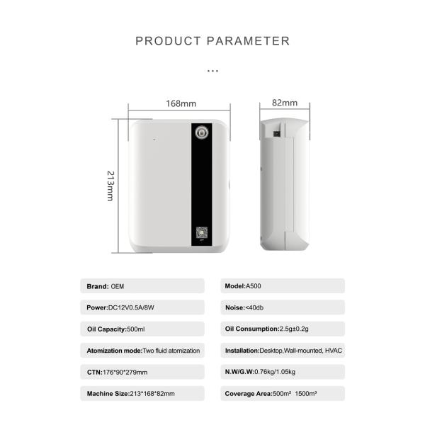 500ML Waterless Diffuser Hvac Hotel Scent Diffuser Machine APP Control Commercial Scent Diffuser Machine