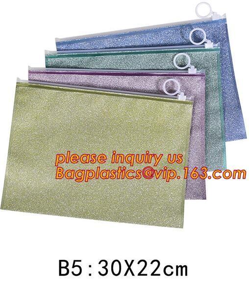 popular office stationary A4 pvc document bags with zipper,A4 PVC PP clear zipper file folder document bag bagplastics