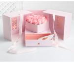 Custom Print Rose Magnet Closure Double Layer Heart Shaped Flower Box with