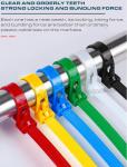 Releasable Zip Cable Tie Plastic Colorful 300mmx7.6, Ø10~82mm Adjustable Cable