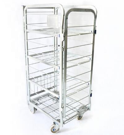 Supermarket Steel Milk Roll Cage Container Four Layers With Movable Shelf