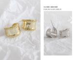 Lanciashow 925 Solid Silver Gold Plated Jewelry Wide Earrings Stud Retro Style