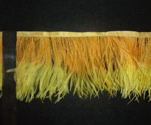 Wholesale Two Tones Colour Ostrich Feather Fringe Trim With Satin Ribbon 1 Yard Length from china suppliers