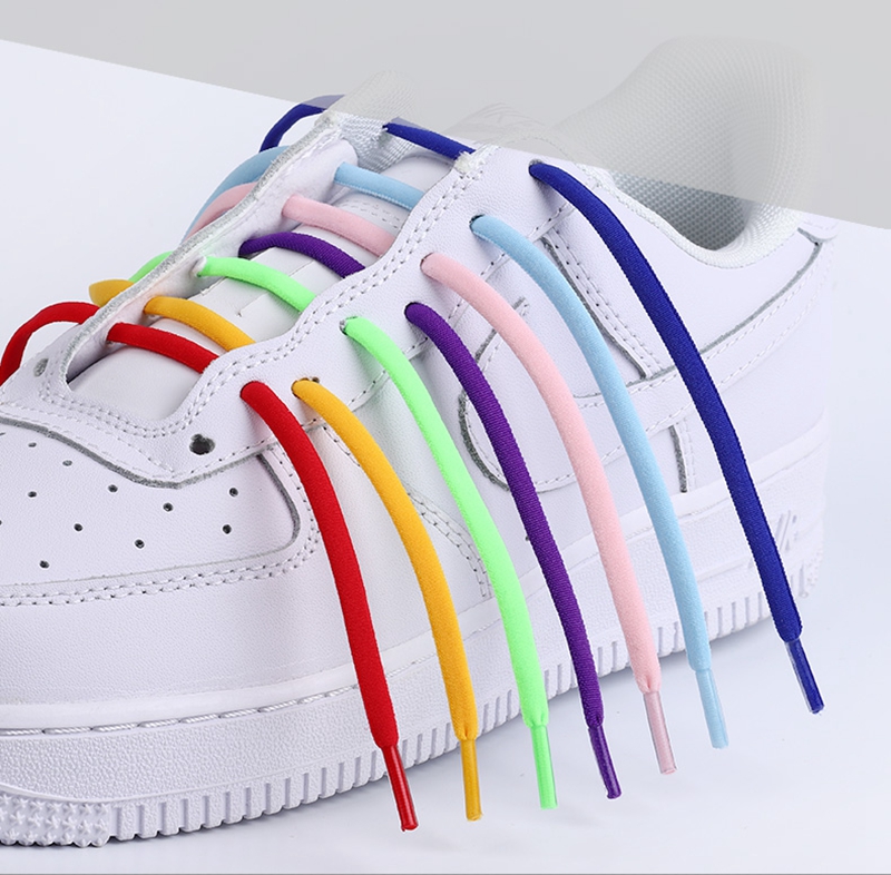 Creative Shoelace Round Double Porous No-Tie Lace Elastic Silicone Shoelace For Child Adult