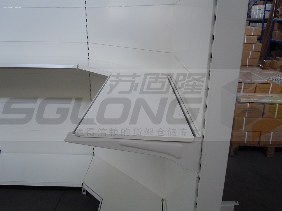 Supermarket Wall Gondola Shelving Corner Rack High Performance 100kg - 150kg Capacity