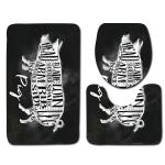 Animal Bathroom Mat 3 Piece Set Washable U Shaped Toilet Rug
